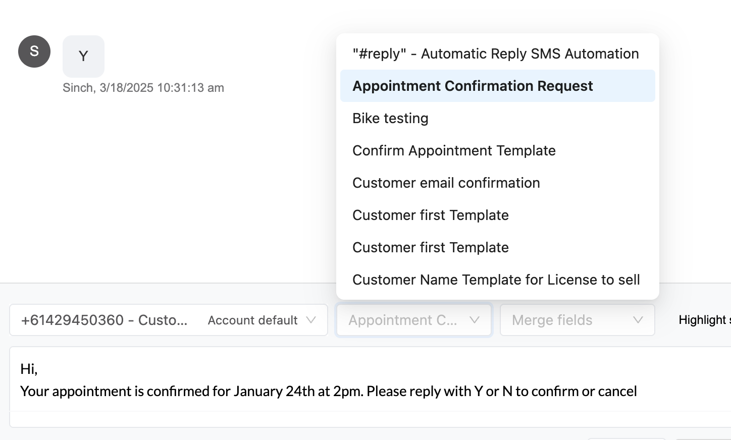 Image for Use personalized SMS templates for quick and consistent communications  